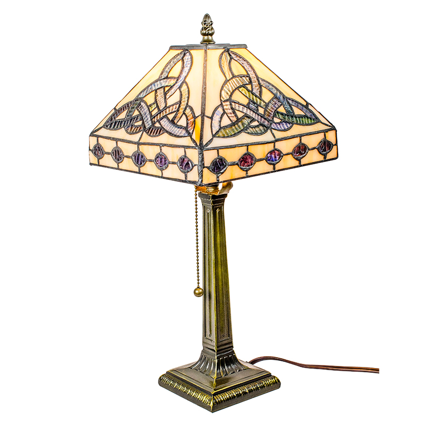 BOE649 Tiffany Style Lamp with Celtic Trinity knot. Stained Glass Irish